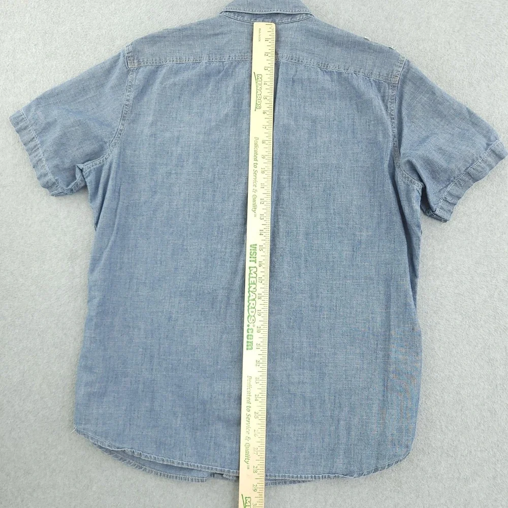 Banana Republic Shirt Mens L Blue Chambray Short Sleeve Button Up Soft Wash